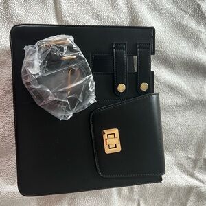 Black Crossbody Bag with Gold Hardware